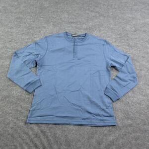 CROSS & CROWN Shirt Mens XL Blue Long Sleeve Henley Button Cotton Jersey NWT
